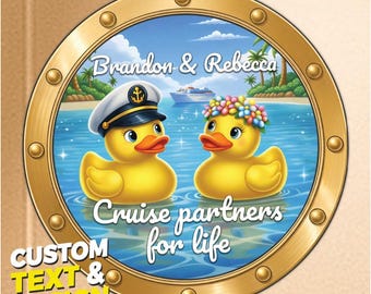 Cute Animal Portholes Custom Cruise Magnets, Cute Animal Porthole for Couple, Personalized Romantic Cruise Gift,  Stateroom Door Magnets
