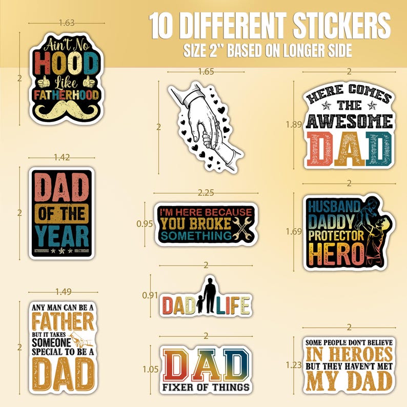 Dad Sticker Pack – Waterproof Vinyl Decals, Father's Day Gift (10pcs ...