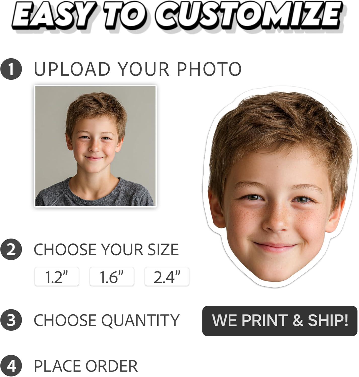Personal Photo Sticker Personalized Photo Sticker Sheet, Custom Face Stickers for People ...