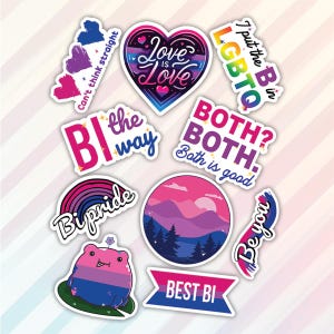 10pcs Bisexual Stickers Pack, Subtle LGBTQ+ Sticker, LGBT Pride Sticker, Bisexual Flag Sticker, Bi Pride Sticker, LGBTQ+ Rights Sticker
