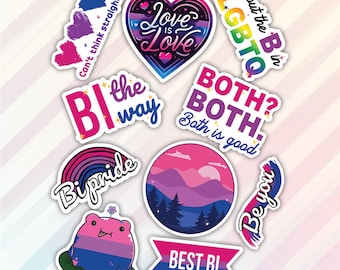 10pcs Bisexual Stickers Pack, Subtle LGBTQ+ Sticker, LGBT Pride Sticker, Bisexual Flag Sticker, Bi Pride Sticker, LGBTQ+ Rights Sticker