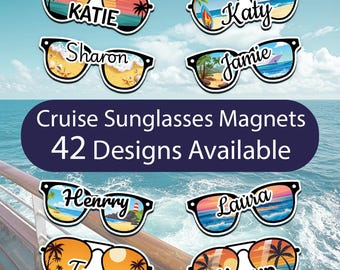 Personalized Cruise Door Magnet, Custom Sunglasses Magnet, Multiple Design for Cruise Cabin Decor, Family Cruise, Tropical Cruise Sign