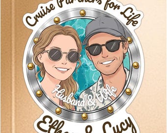 Personalized Photo Porthole Cruise Magnet, Custom Photo Magnet, Husband and Wife - Cruise Partners for Life, Cruise Cabin Door Decorations