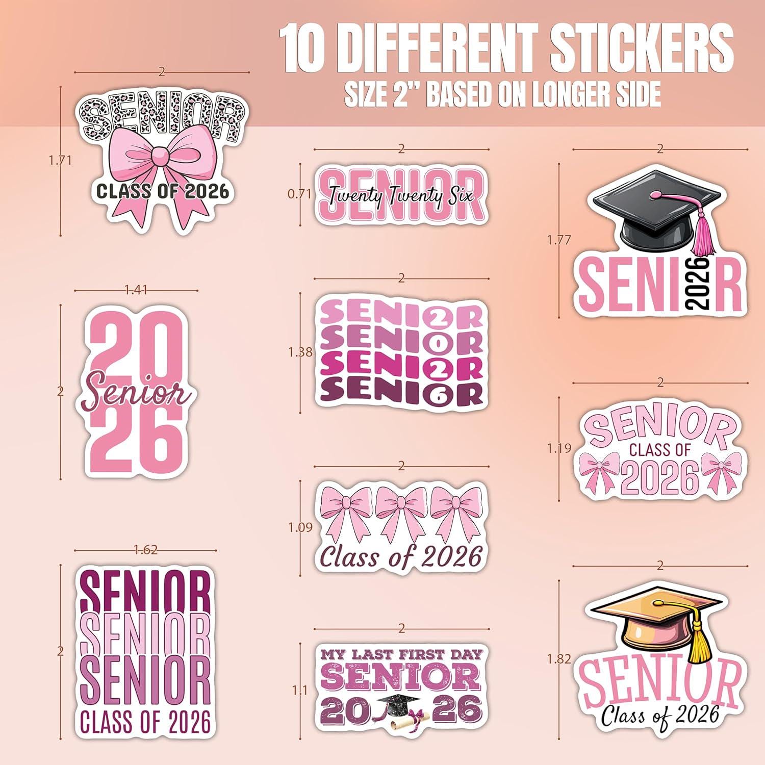 10pcs Senior 2026 Sticker Sheet – Class of 2026, High School Graduation ...