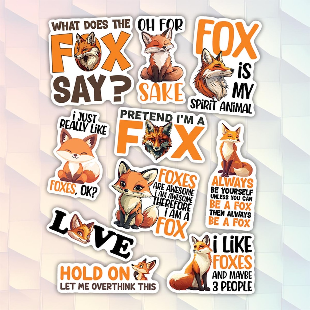 10pcs Fox Stickers Pack, Cute Fox Stickers, Fox Lover Decals, Kawaii ...
