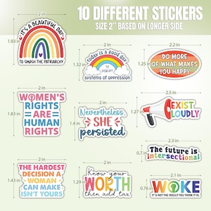 10pcs Feminist Stickers Pack, Women Feminism Decals, Empowered Women, Equality Feminist, Women’s Rights Sticker, Progressive Stickers image 8