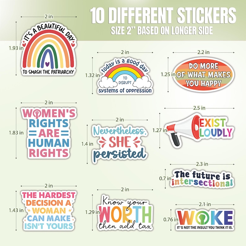 10pcs Feminist Stickers Pack, Women Feminism Decals, Empowered Women, Equality Feminist, Women’s Rights Sticker, Progressive Stickers image 8