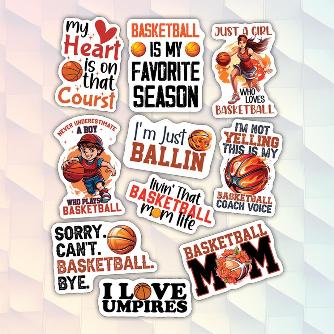 10pcs Basketball Sticker Pack, Basketball Mom and Player Decals, Funny ...