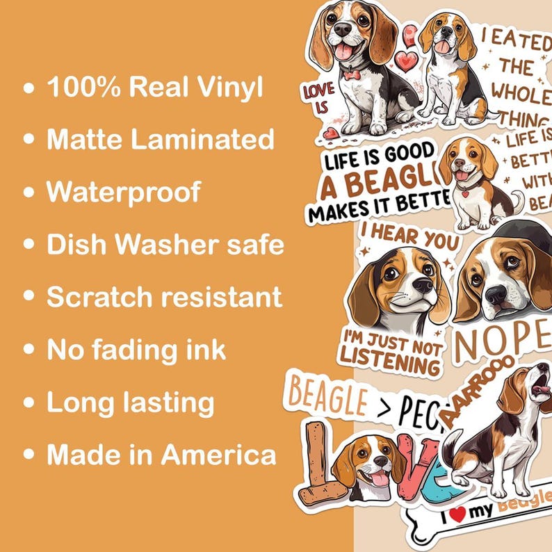 10pcs Beagle Dog Stickers Pack, Beagle Hound Stickers, Kawaii Beagle ...