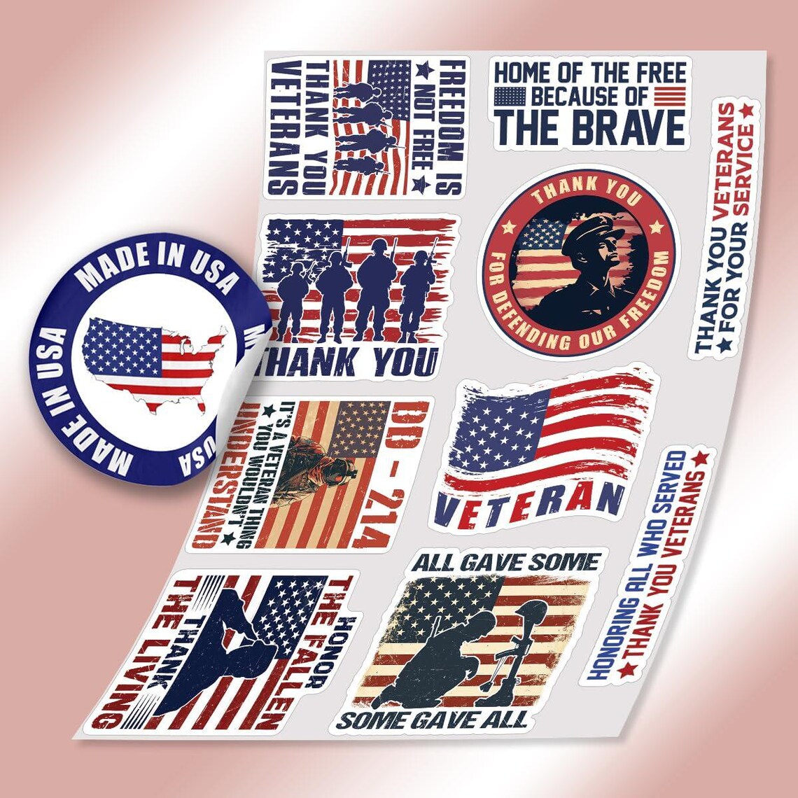 Wounded Veteran Sticker 10pcs Veteran Stickers Pack, American Flag Military, Veteran Proud ...