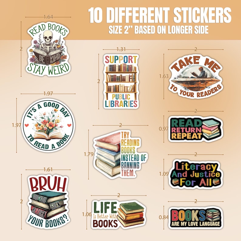 10pcs Librarian Stickers Pack, Library Life Stickers, Librarian Power ...