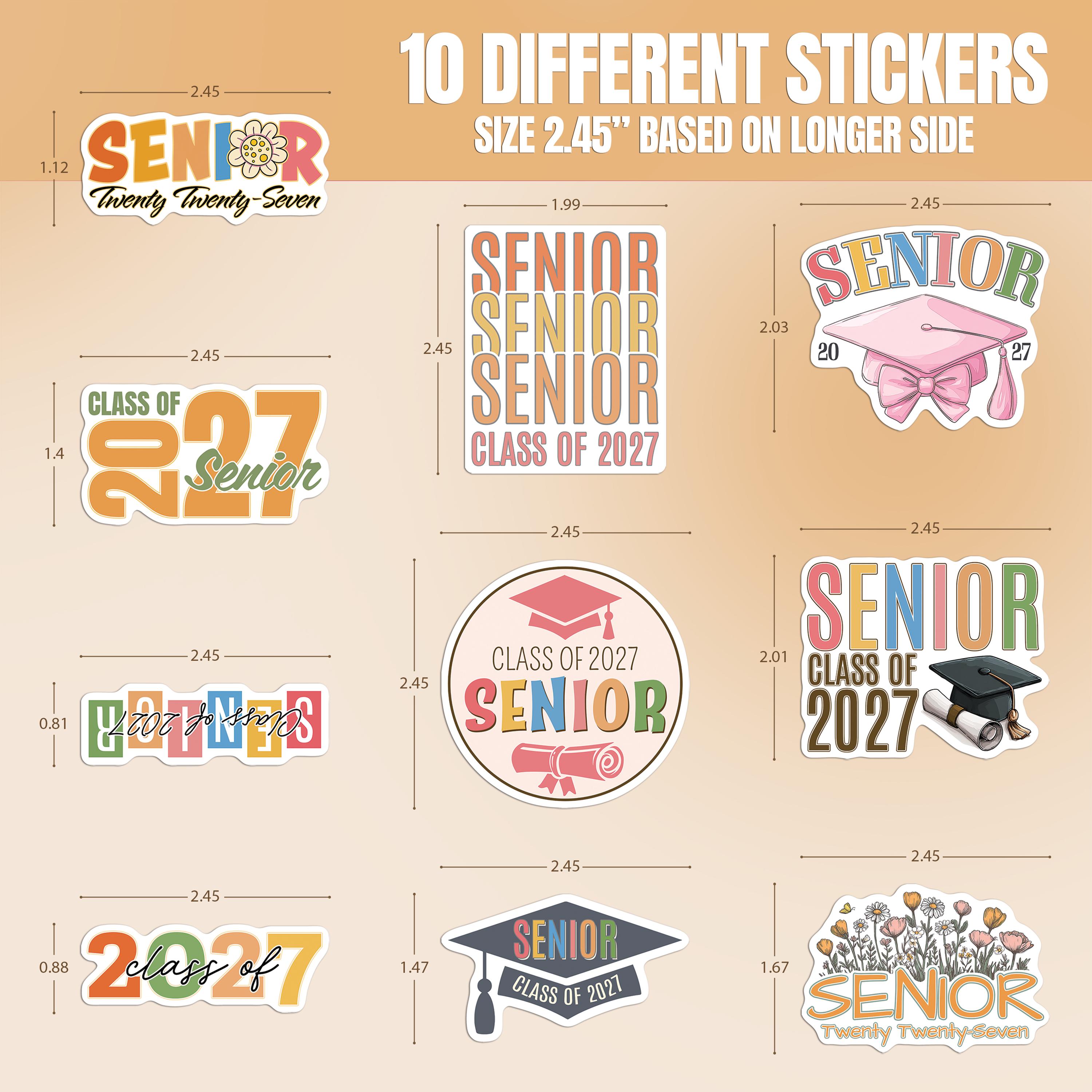 Senior 2027 Graduation Sticker Sheet, Class of 2027 Decals, Grad Cap ...