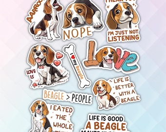 10pcs Beagle Dog Stickers Pack, Beagle Hound Stickers, Kawaii Beagle Dog Stickers, Beagle Lover Sticker, Cute Pet Decal, Kawaii Pet Sticker