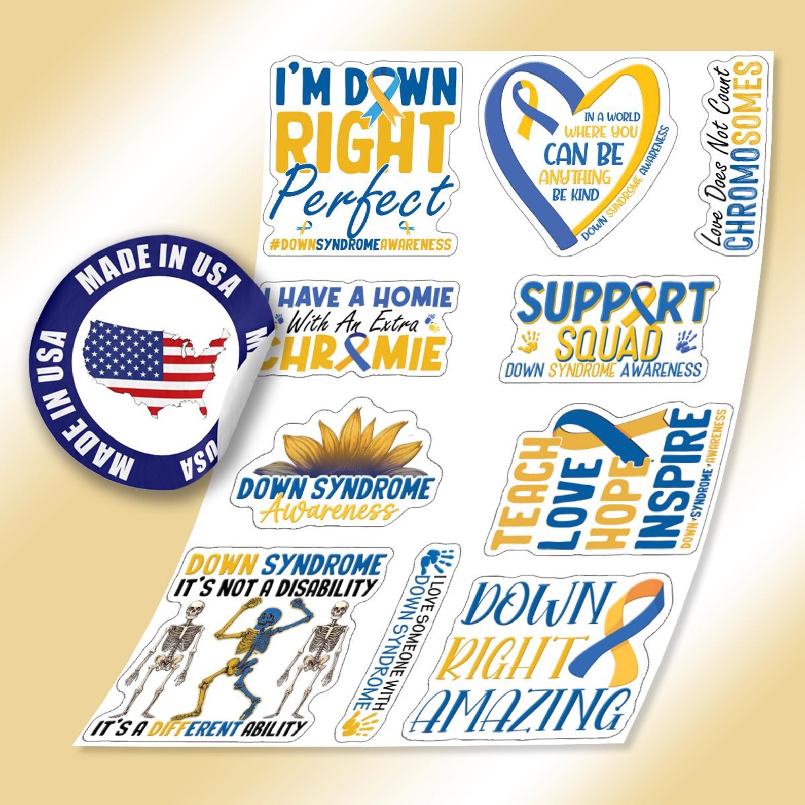 10pcs Down Syndrome Awareness Sticker Pack – Inspirational and ...