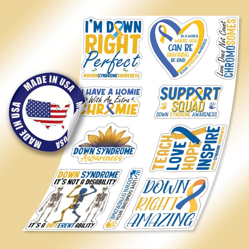 10pcs Down Syndrome Awareness Sticker Pack – Inspirational and ...