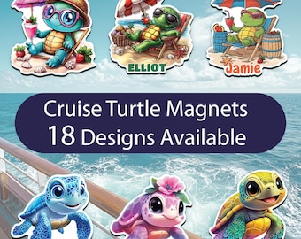 Aimant personnalisé pour porte de croisière - Aimant tortue personnalisé, enseigne magnétique de cabine de bateau, décoration de porte de croisière, vacances en famille, croisière tropicale