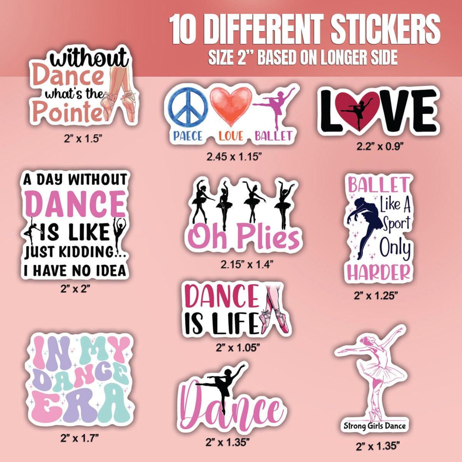 10pcs Ballet Dance Stickers Pack, Ballerina Dance Stickers, Ballet Girl ...