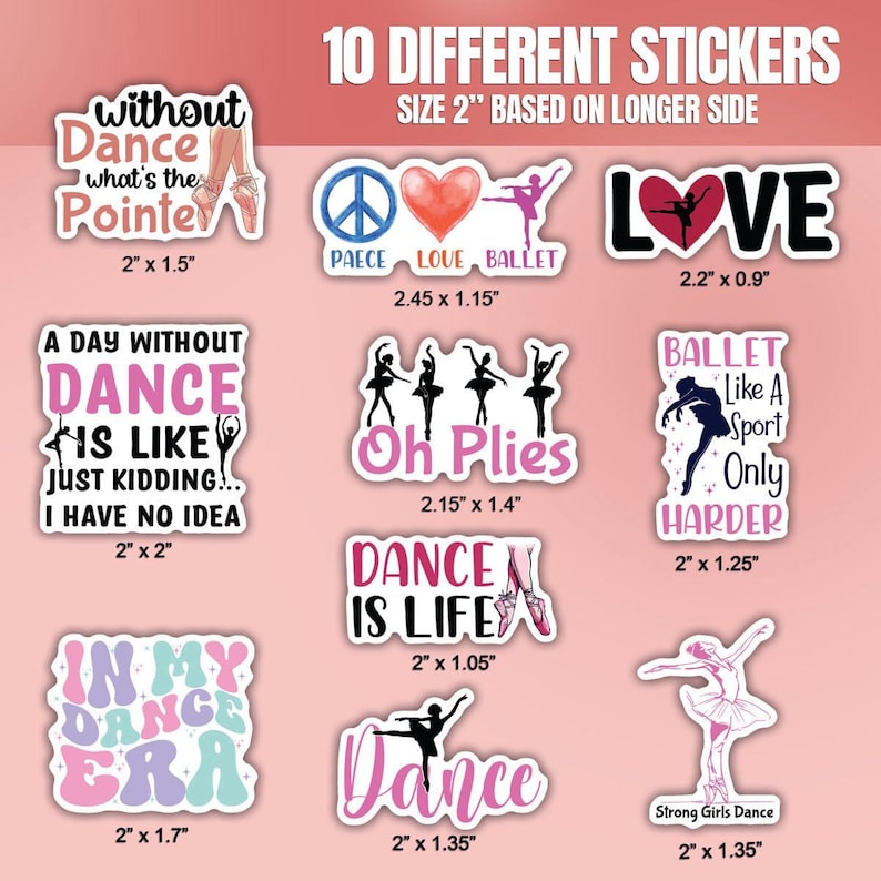 10pcs Ballet Dance Stickers Pack, Ballerina Dance Stickers, Ballet Girl ...