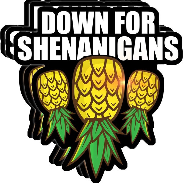 Down for Shenanigans Upside Down Pineapple Swinger Style Funny Pumper Sticker And Magnet For Car Truck Decal
