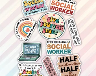 10pcs Social Worker Sticker, Social Worker Gift, Motivational Inspirational Sticker, Funny Social Worker Sticker, Empowering Lives Sticker
