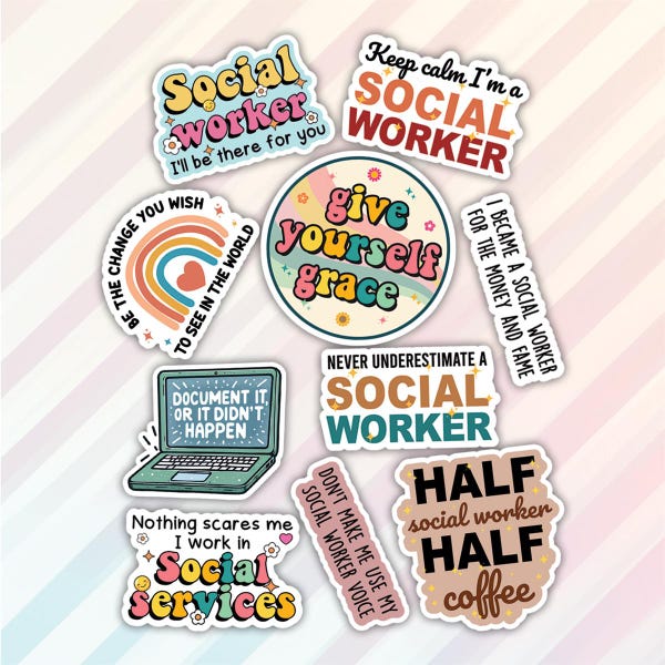 10pcs Social Worker Sticker, Social Worker Gift, Motivational Inspirational Sticker, Funny Social Worker Sticker, Empowering Lives Sticker