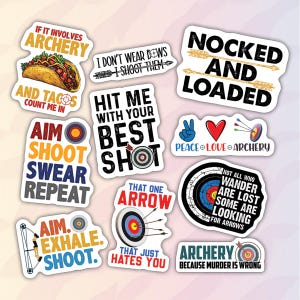 10pcs Archery Stickers Pack, Hunting Archery, Target Bow Stickers, Archery Inspirational, Archery Life Stickers, Bow And Arrow Sport Sticker