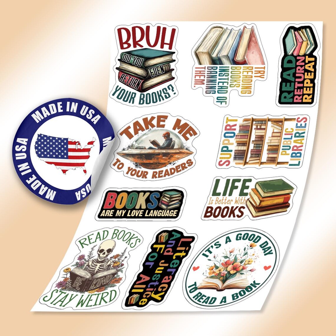 10pcs Librarian Stickers Pack, Library Life Stickers, Librarian Power ...