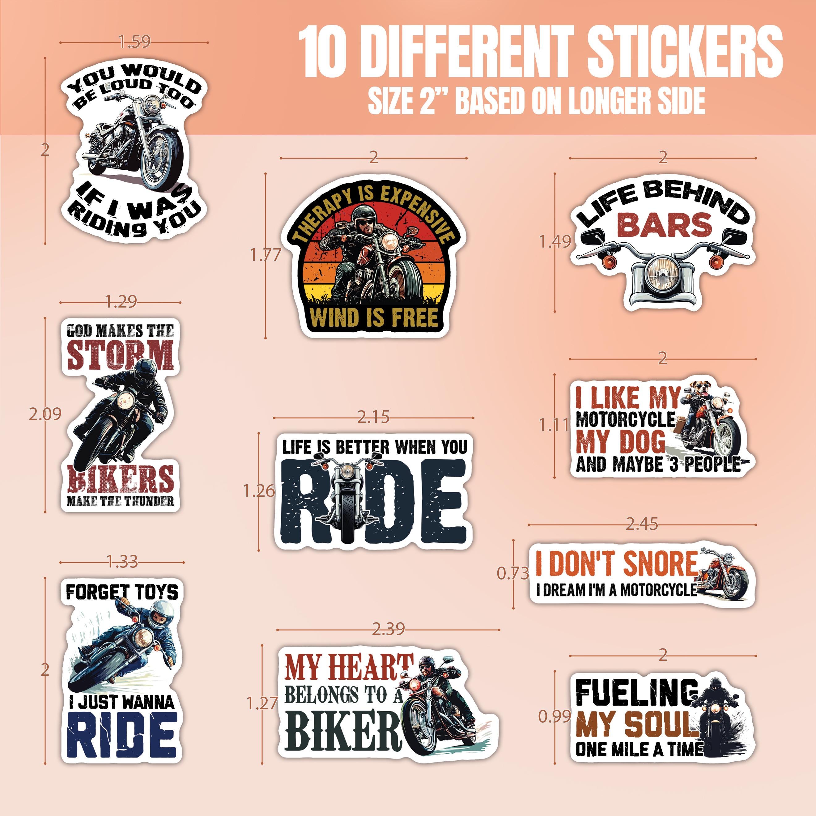Biker Sticker Pack – Motorcycle Decals, Waterproof Vinyl, 10pcs - Etsy