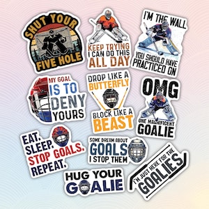 10pcs Hockey Goalie Stickers Pack, Hockey Goalie Stickers, Unique Goalie Stickers, Funny Hockey Goalie Stickers For Kindle, Laptop, Tumbler