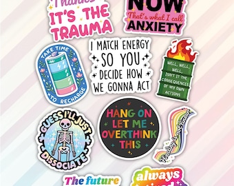 10pcs Mental Health Stickers Pack, Anxiety Sticker, Motivational Inspirational, Mental Health Awareness Stickers, Psychosocial Health Decal
