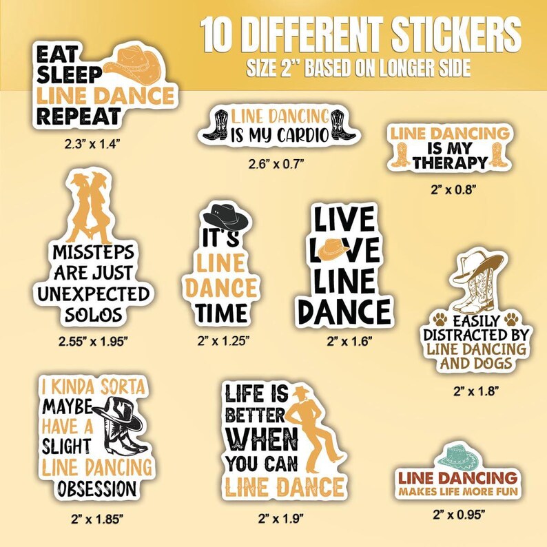 10pcs Line Dancing Stickers Pack, Western Dance Decal, Line Dance Lover ...
