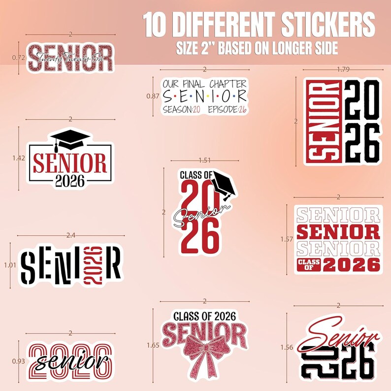 10pcs Senior 2026 Sticker Sheet – Class of 2026, High School Graduation ...