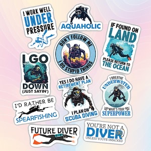 10pcs Scuba Diving Stickers Pack, Ocean Diving Sticker, Underwater ...