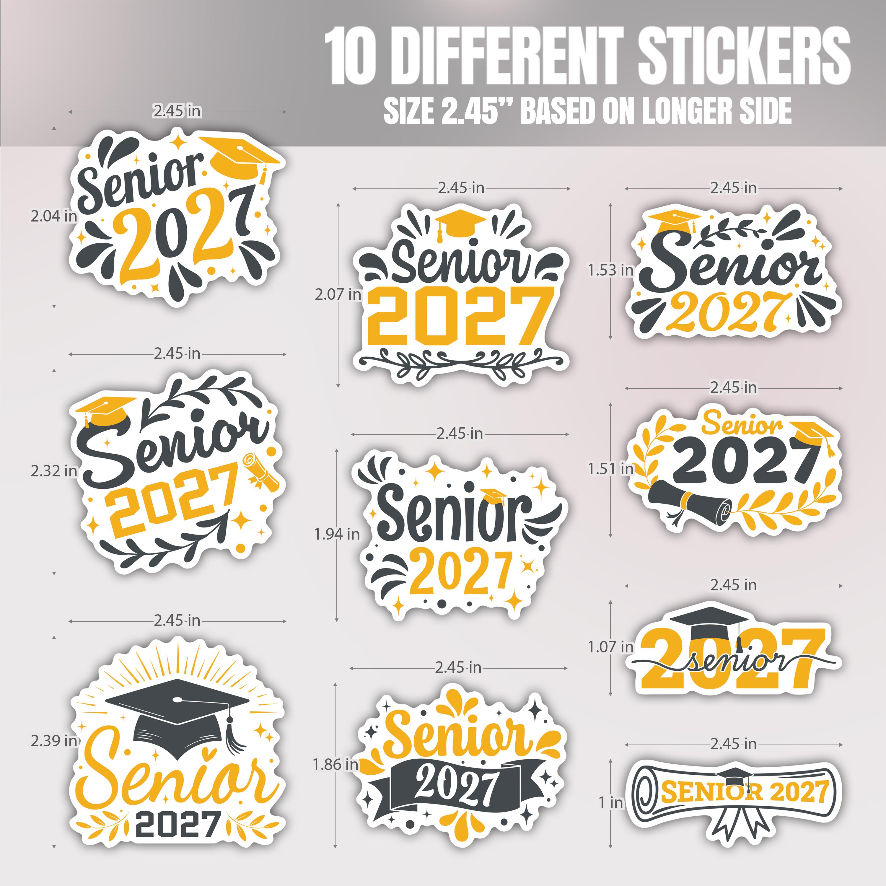 Senior 2027 Graduation Sticker Sheet, Class of 2027 Grad Vibes Decals ...