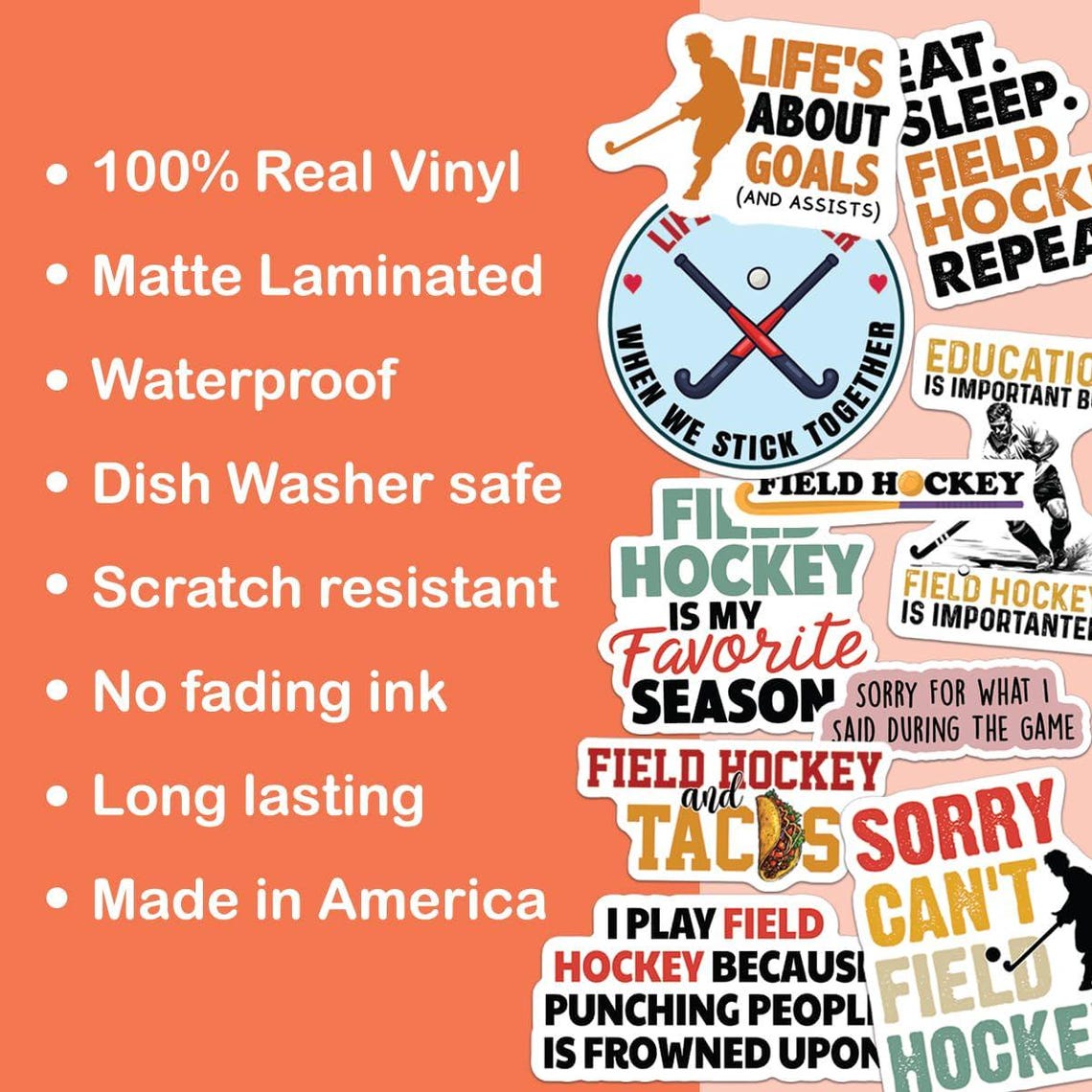 10pcs Field Hockey Stickers Pack, Field Hockey Ball Sticker, Gift for ...