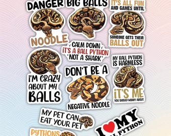 10pcs Ball Python Stickers Pack, Cool Ball Python For Lover, Unique Ball Python Sticker, Kawaii Reptiles Sticker, Reptiles Lover