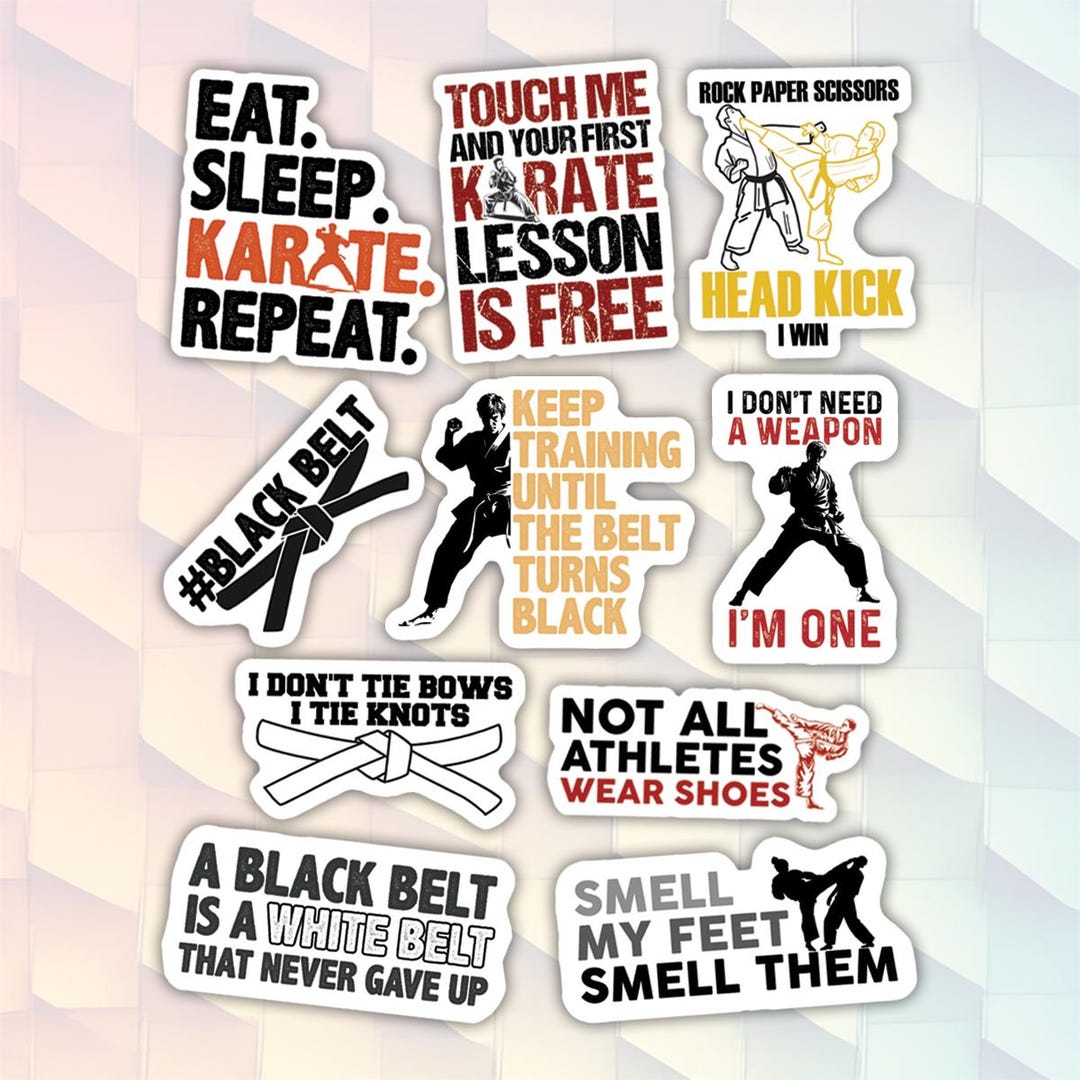10pcs Karate Stickers Pack, Karate Power Stickers, Karate Fighter ...