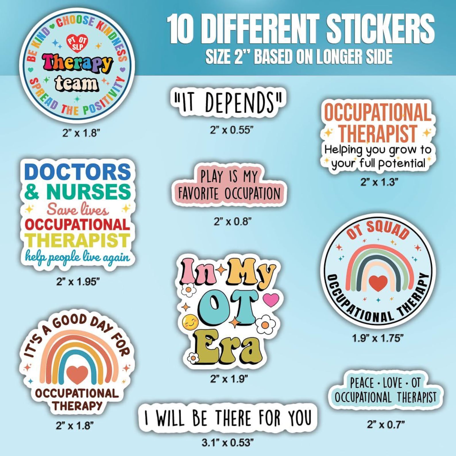 Therapist Sticker 10pcs Occupational Therapist Stickers – Occupational Therapy Hero, Gift ...