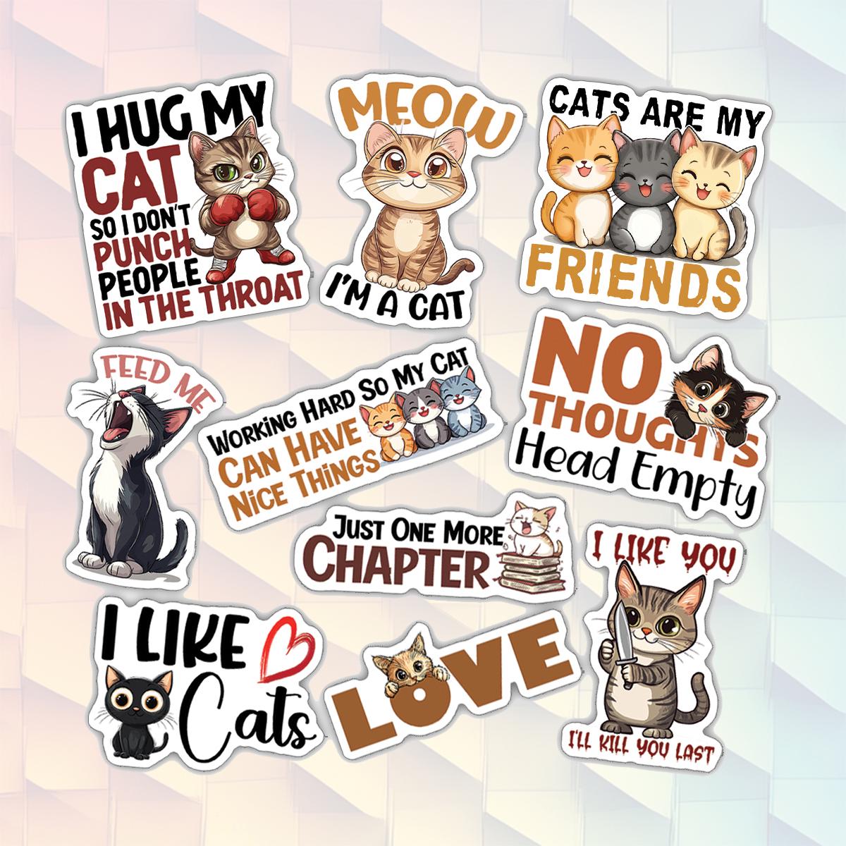 10pcs Cute Cat Stickers Pack, Cute Cat Lover Gift, Cat Mom Sticker, Cat ...