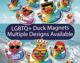 Personalized Name LGBTQ Duck, Cruise Door Magnet For Duck Lover, Great Cruise Decoration Idea, Big Size, Strong Magnetic, Multiple Designs