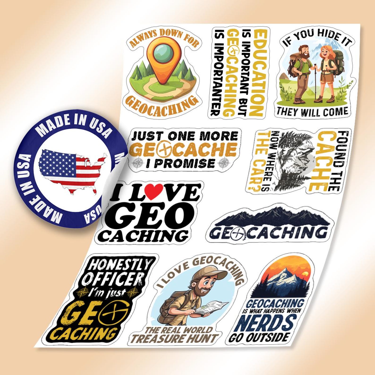 10pcs Geocaching Sticker Pack – Adventure Geocaching, GPS Explorer ...