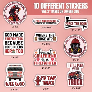 10pcs Firefighter Stickers Pack, Firefighter Helmet Sticker, Fire Truck ...