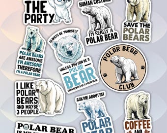 10pcs Polar Bear Stickers Pack, Whimsical Polar Bear Decal, Strength And Resilience Polar Bear Sticker, Polar Bear - Arctic Wildlife Sticker