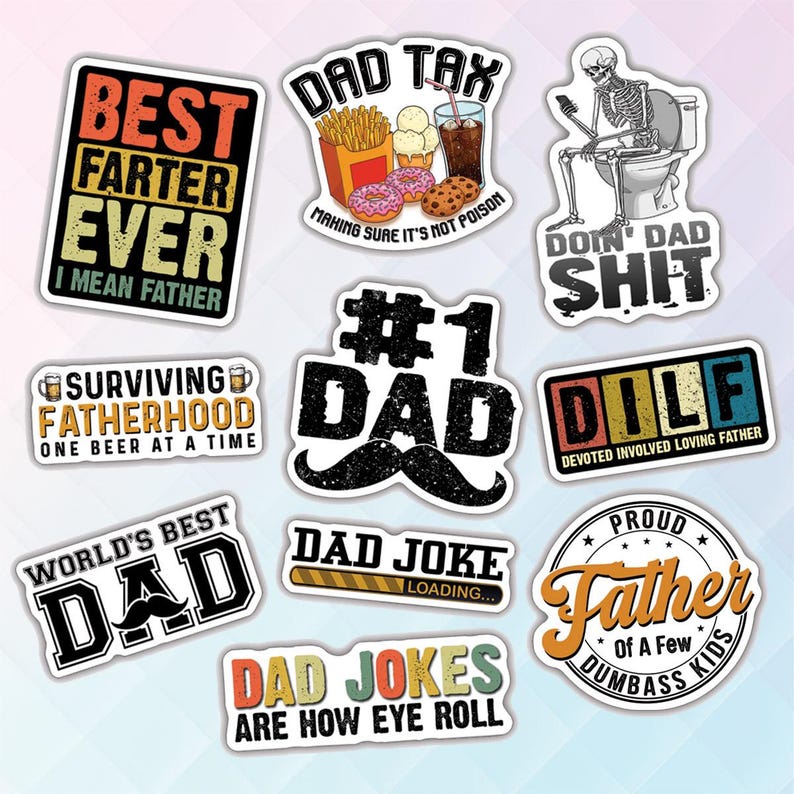 Dad Sticker Pack – Waterproof Vinyl Decals, Father's Day Gift (10pcs ...