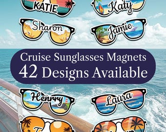 Imán personalizado para la puerta del crucero, imán personalizado para gafas de sol, varios diseños para cruceros familiares, letrero para cruceros tropicales