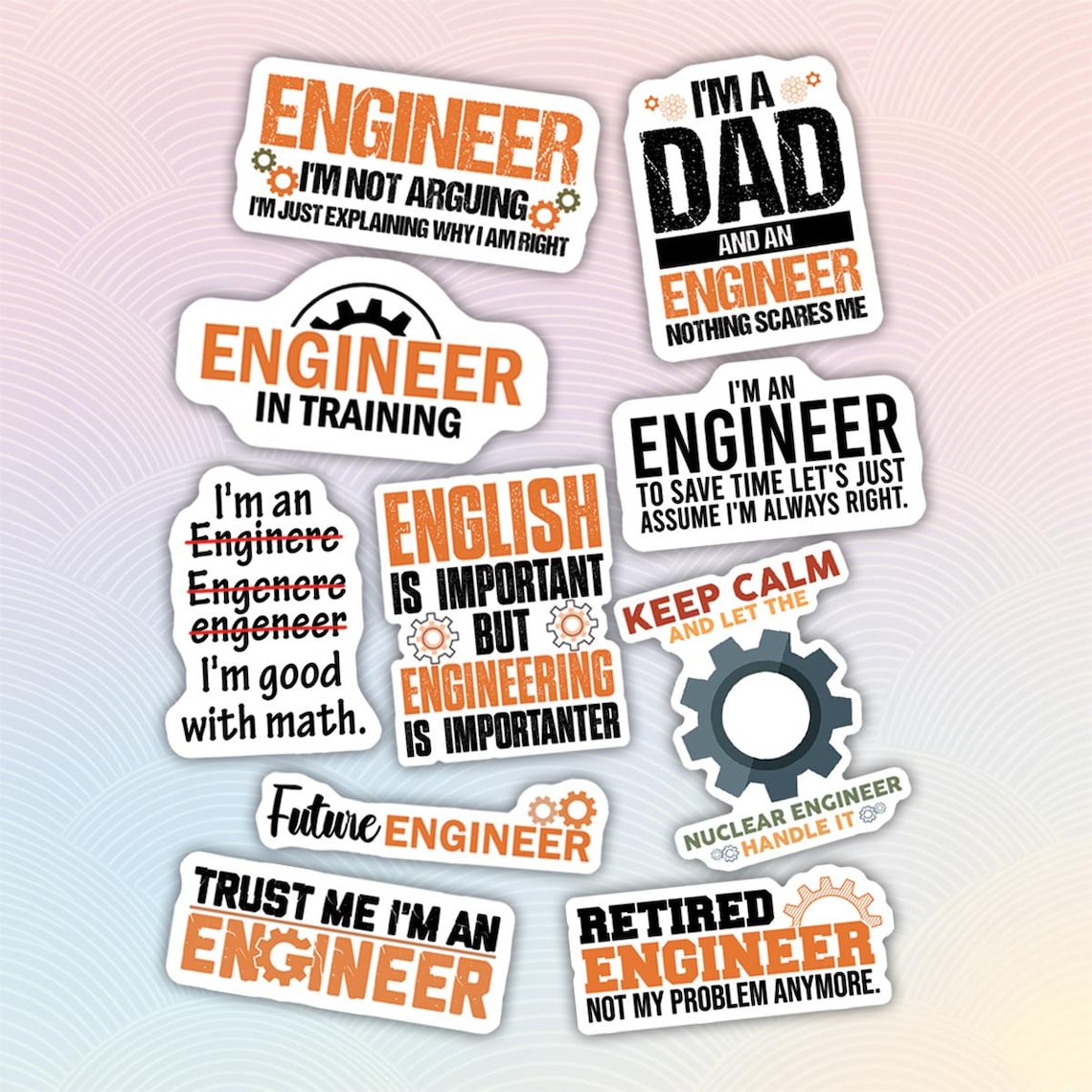 10pcs Engineer Sticker Pack – Mechanical Engineer, Electrician and ...