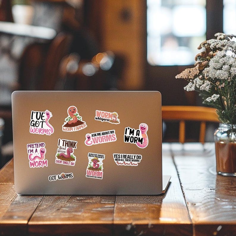 10pcs Worm Sticker Pack – Cute Worm Stickers, Spicy Worm, Farm Worm ...
