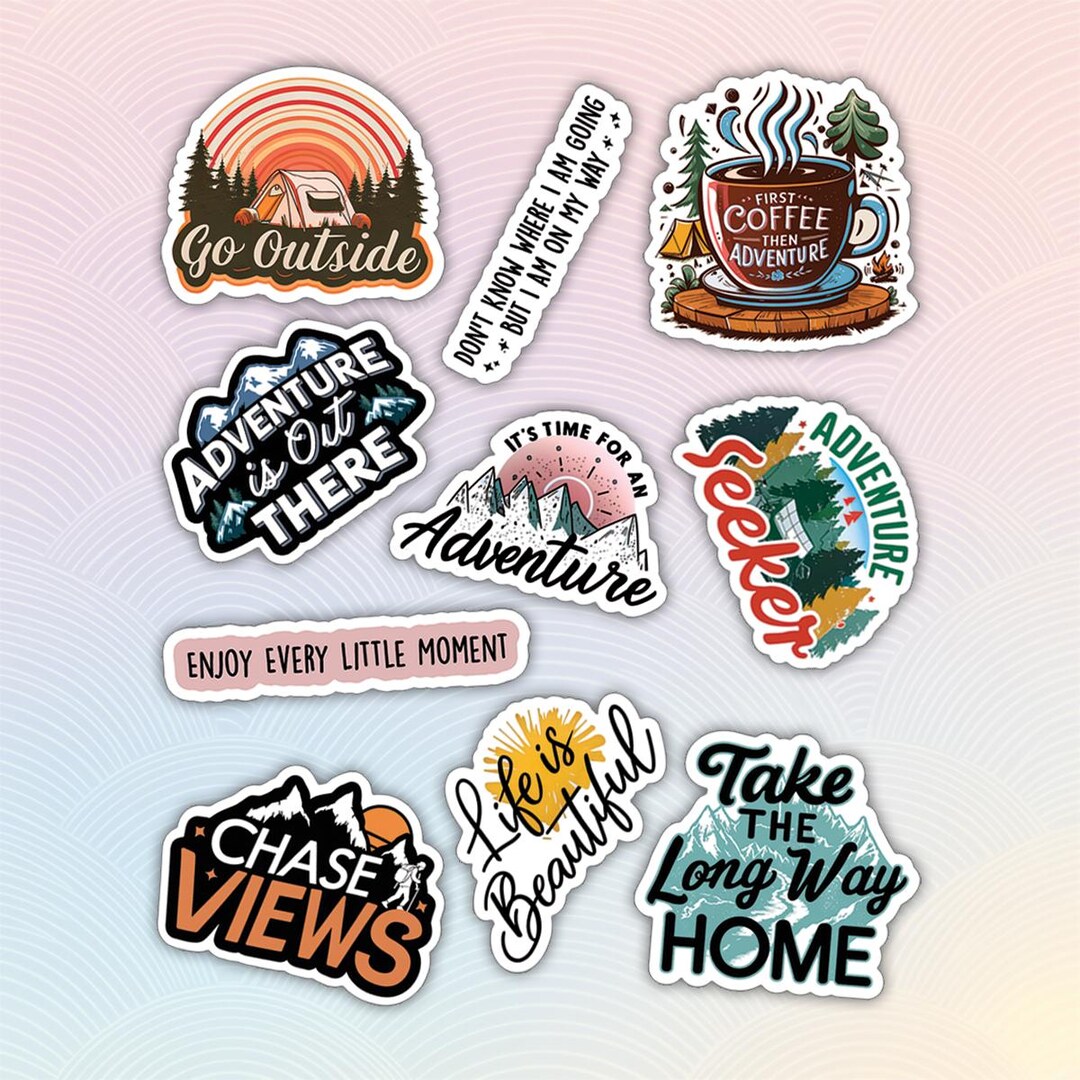 10pcs Adventure Stickers Pack, Mountain Adventure Stickers, Outdoor ...