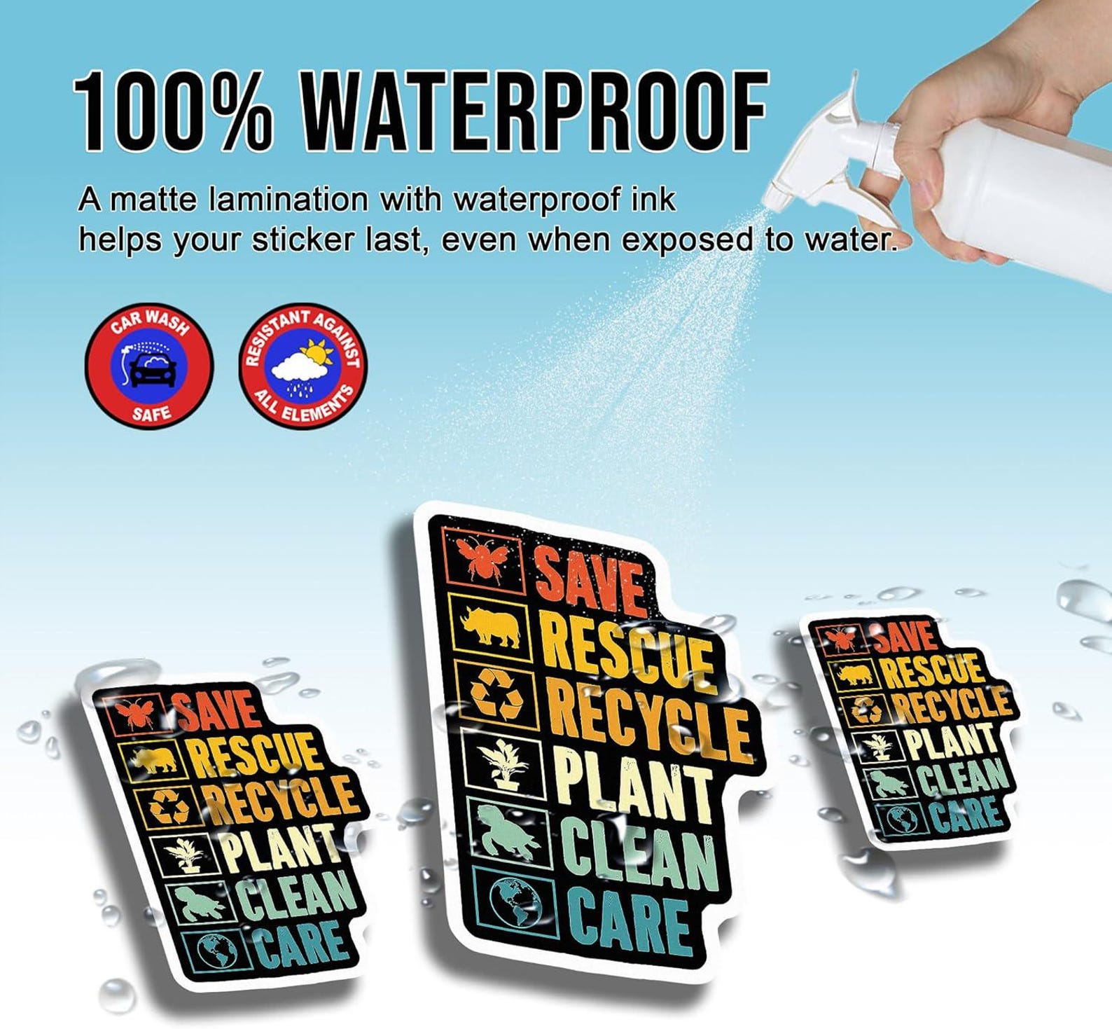 Earth Day Sticker, Save Rescue Recycle Plant Clean Care, Save Our Home ...