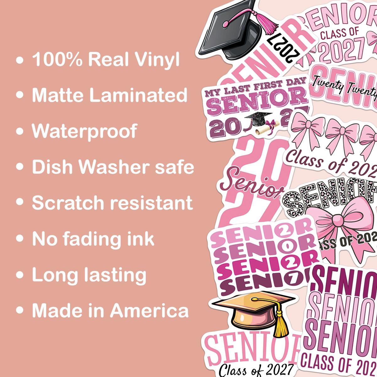 Senior 2027 Graduation Sticker Sheet, Class of 2027 Decals, Grad Cap ...